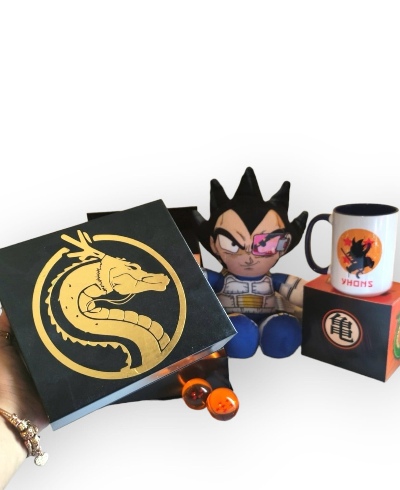 PACK DBZ 4.5CM PELUCHE AUDIO PERSONALIZADO+ TAZA 15Onz
